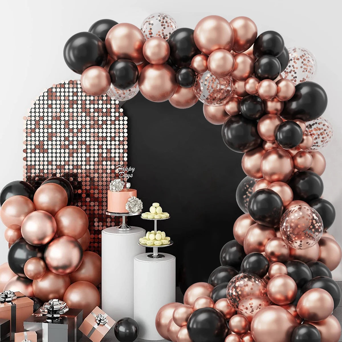 Black Gold Balloon Garland Arch Kit Happy 30 40 50 Year Old Birthday Party Decoration Adult Anniversary Graduation Party Ballon