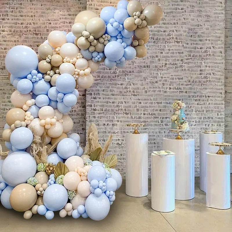 Blue Macaron Balloon Garland Arch Kit Wedding Birthday Ballon 1st One Year Birthday Party Decor Kids Baby Shower Latex Baloon