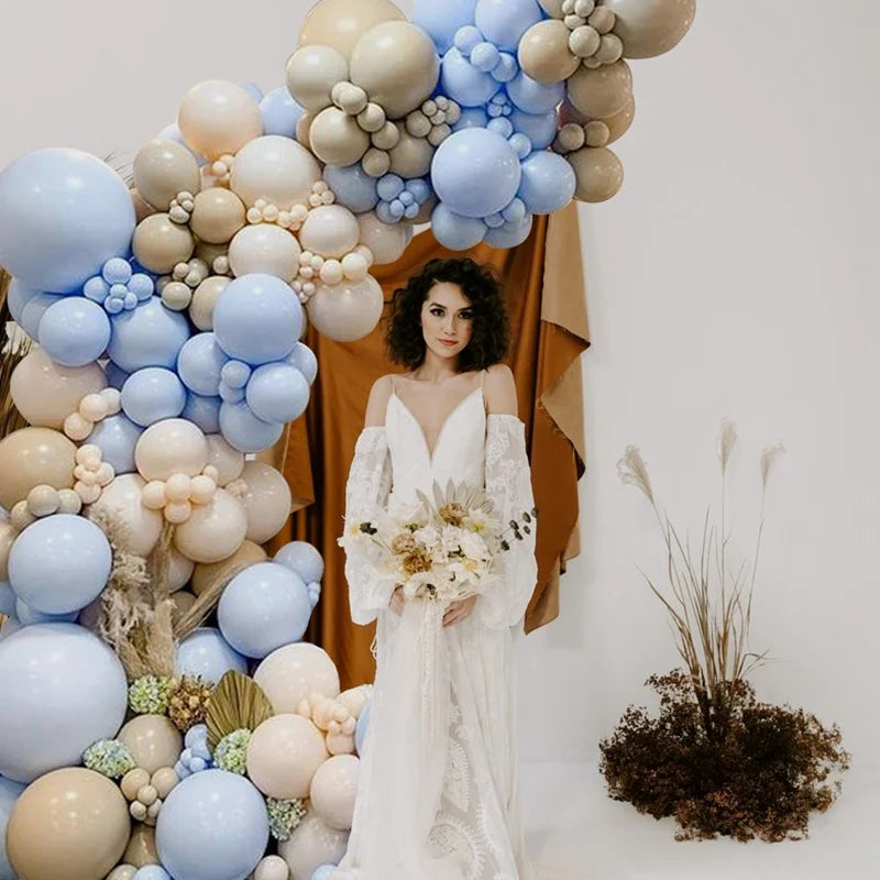 Blue Macaron Balloon Garland Arch Kit Wedding Birthday Ballon 1st One Year Birthday Party Decor Kids Baby Shower Latex Baloon