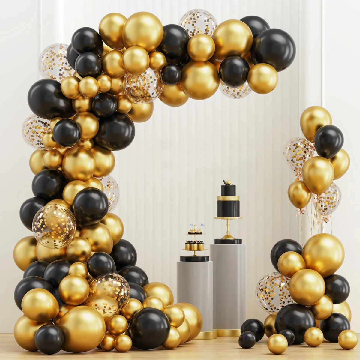 Black Gold Balloon Garland Arch Kit Happy 30 40 50 Year Old Birthday Party Decoration Adult Anniversary Graduation Party Ballon