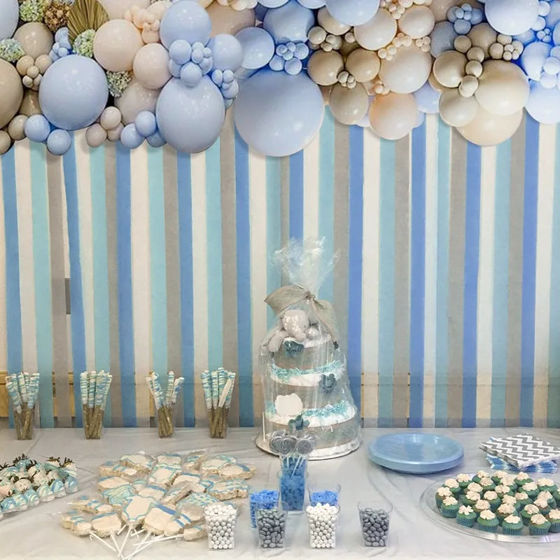 Blue Macaron Balloon Garland Arch Kit Wedding Birthday Ballon 1st One Year Birthday Party Decor Kids Baby Shower Latex Baloon
