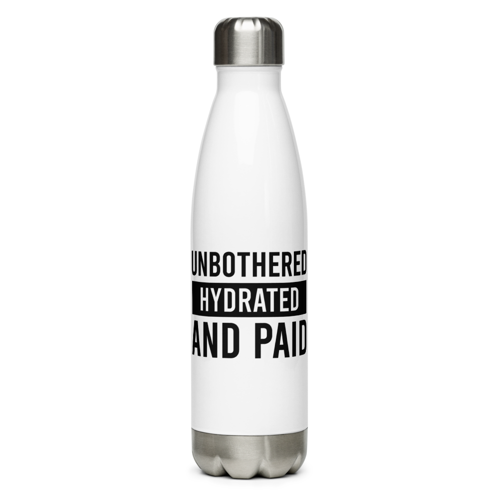 TRAP QUEEN ESSENTIALS STAINLESS STEEL WATER BOTTLE_Unbothered Hydrated & Paid_HUSTLE Collection