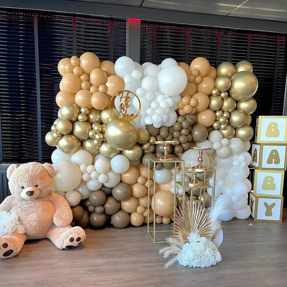 171Pcs Balloon Garland Arch Kit Khaki Nude White Brown Gold Latex Balloons Party Decorations for Baby Shower Gender Reveal