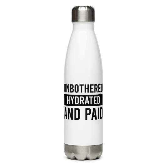 TRAP QUEEN ESSENTIALS STAINLESS STEEL WATER BOTTLE_Unbothered Hydrated & Paid_HUSTLE Collection